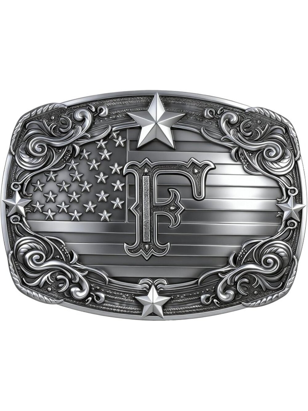 Men F Vintage Western Buckle Initial Letter Cowboy Belt